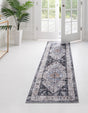 Washable Linen Charcoal 2' 7 x 13' 1 Yara Runner Area Rug Easy to Clean Stain Resistant & Durable Polyester & Chenille Carpet for Sale at Rug Engine