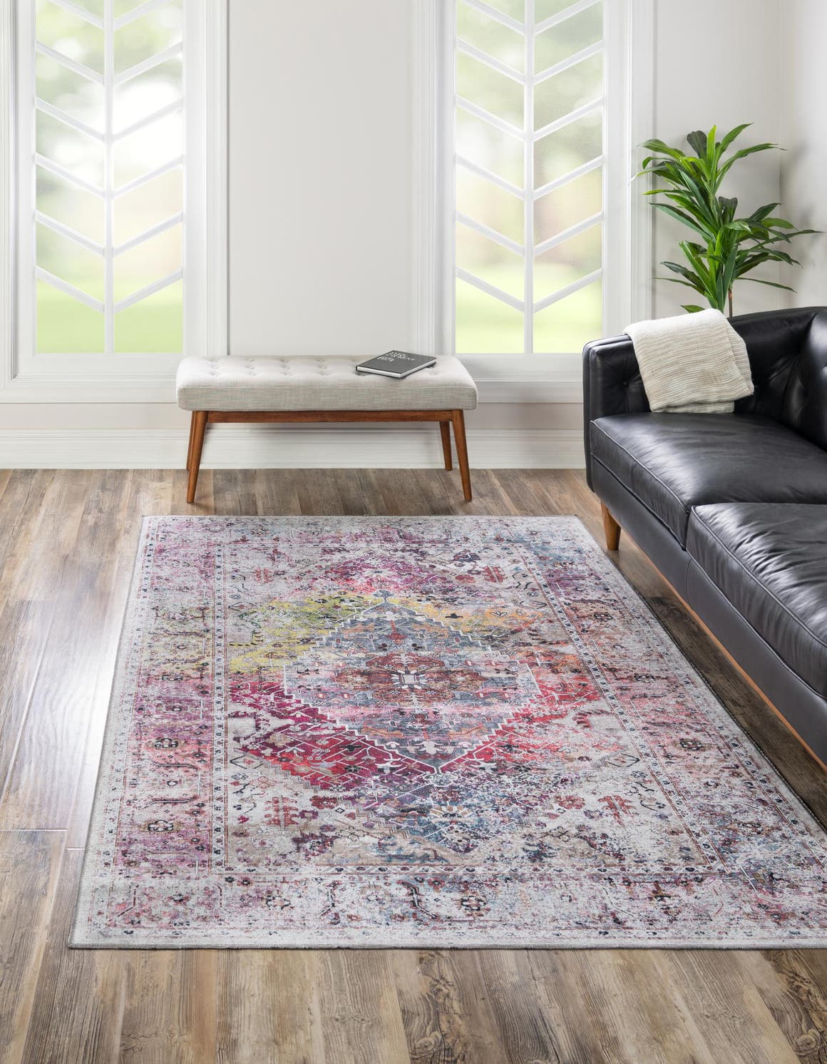 Washable Multicolor 5' x 8' Yara Rectangle Area Rug Easy to Clean Stain Resistant & Durable Polyester & Chenille Carpet for Sale at Rug Engine