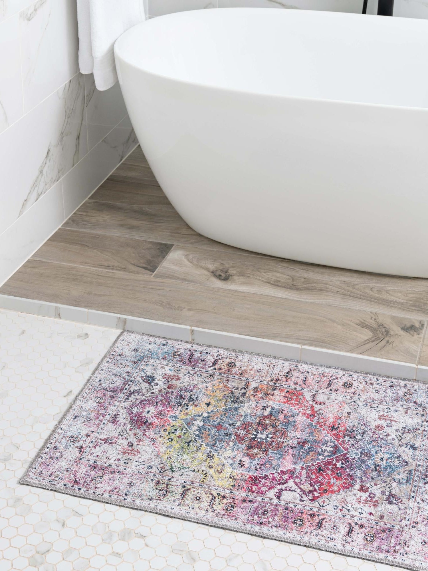 Washable Multicolor 4' x 6' Yara Rectangle Area Rug Easy to Clean Stain Resistant & Durable Polyester & Chenille Carpet for Sale at Rug Engine