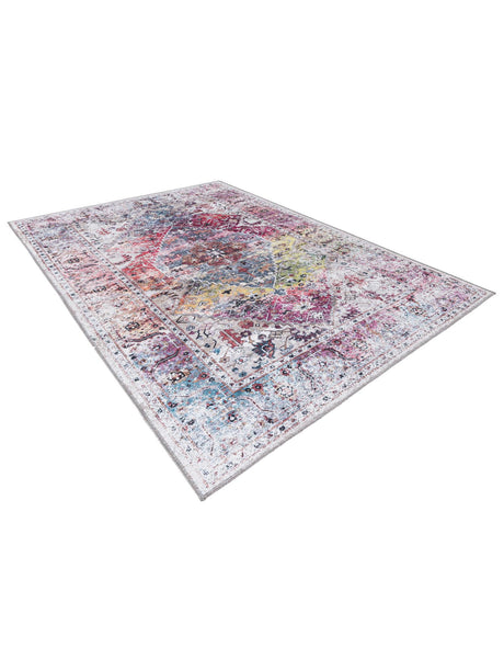 Washable Multicolor 4' x 6' Yara Rectangle Area Rug Easy to Clean Stain Resistant & Durable Polyester & Chenille Carpet for Sale at Rug Engine