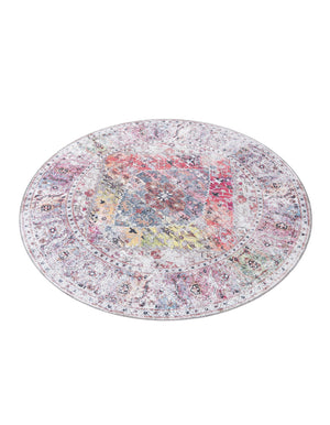 Washable Multicolor 7' 10 x 7' 10 Yara Round Area Rug Easy to Clean Stain Resistant & Durable Polyester & Chenille Carpet for Sale at Rug Engine