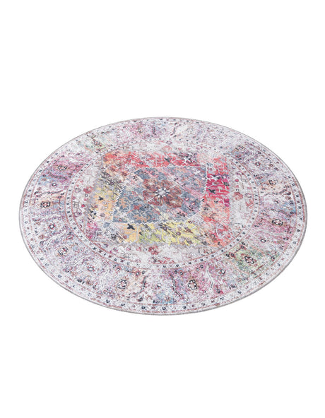 Washable Multicolor 7' 10 x 7' 10 Yara Round Area Rug Easy to Clean Stain Resistant & Durable Polyester & Chenille Carpet for Sale at Rug Engine