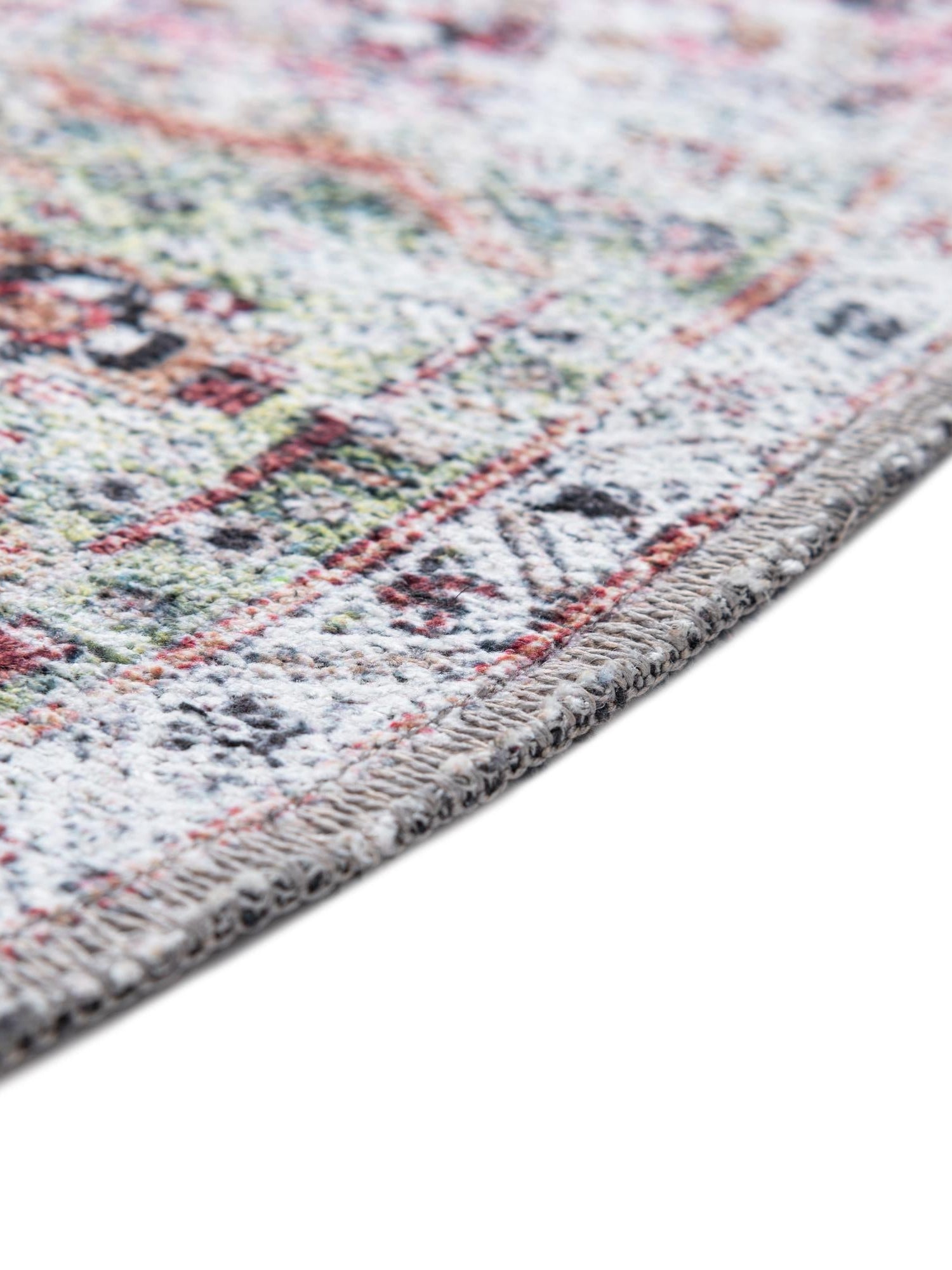 Washable Multicolor 7' 10 x 7' 10 Yara Round Area Rug Easy to Clean Stain Resistant & Durable Polyester & Chenille Carpet for Sale at Rug Engine