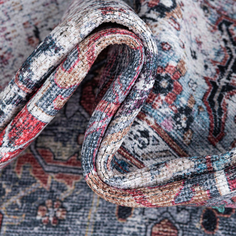 Washable Multicolor 4' x 4' Yara Round Area Rug Easy to Clean Stain Resistant & Durable Polyester & Chenille Carpet for Sale at Rug Engine