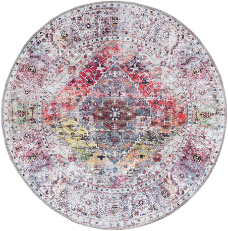 Multicolor 4' x 4' Yara Washable Round Rug