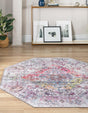 Washable Multicolor 5' x 5' Yara Octagon Area Rug Easy to Clean Stain Resistant & Durable Polyester & Chenille Carpet for Sale at Rug Engine