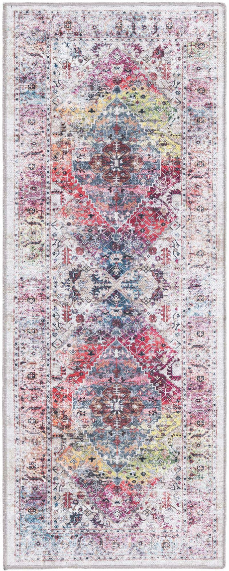 Washable Multicolor 2' x 5' Yara Runner Area Rug Easy to Clean Stain Resistant & Durable Polyester & Chenille Carpet for Sale at Rug Engine