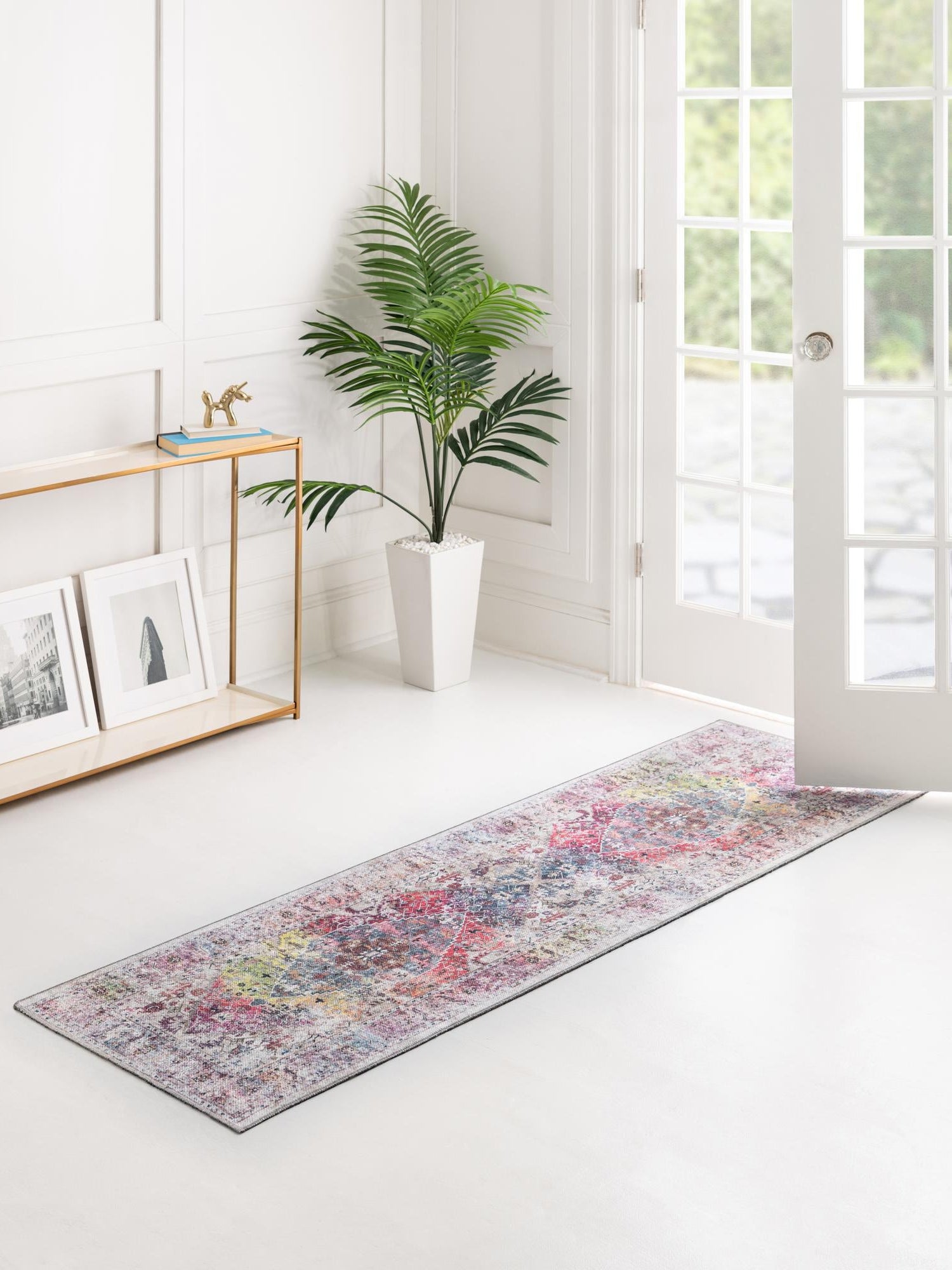 Washable Multicolor 2' x 8' Yara Runner Area Rug Easy to Clean Stain Resistant & Durable Polyester & Chenille Carpet for Sale at Rug Engine