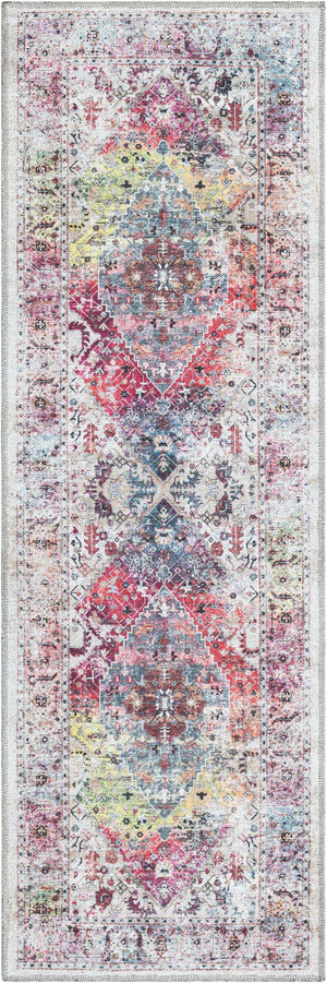Washable Multicolor 2' x 6' Yara Runner Area Rug Easy to Clean Stain Resistant & Durable Polyester & Chenille Carpet for Sale at Rug Engine