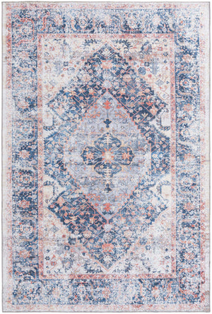 Navy Blue 6' x 9' Yara Washable Rectangle Rug