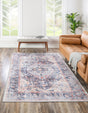 Washable Navy Blue 5' x 8' Yara Rectangle Area Rug Easy to Clean Stain Resistant & Durable Polyester & Chenille Carpet for Sale at Rug Engine