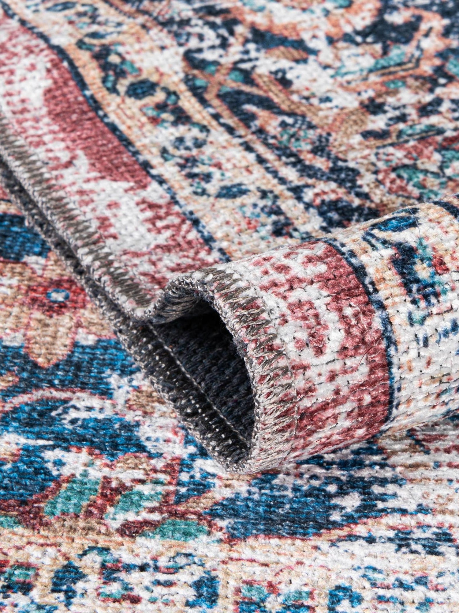 Washable Navy Blue 6' x 9' Yara Rectangle Area Rug Easy to Clean Stain Resistant & Durable Polyester & Chenille Carpet for Sale at Rug Engine