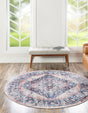 Washable Navy Blue 6' x 6' Yara Round Area Rug Easy to Clean Stain Resistant & Durable Polyester & Chenille Carpet for Sale at Rug Engine