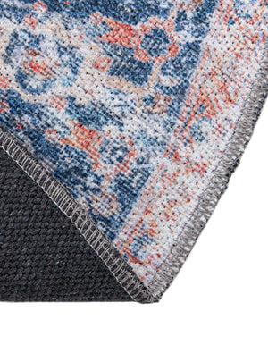 Washable Navy Blue 4' x 4' Yara Round Area Rug Easy to Clean Stain Resistant & Durable Polyester & Chenille Carpet for Sale at Rug Engine