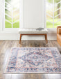 Washable Navy Blue 7' 10 x 7' 10 Yara Square Area Rug Easy to Clean Stain Resistant & Durable Polyester & Chenille Carpet for Sale at Rug Engine