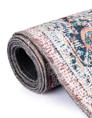 Washable Navy Blue 2' 7 x 10' Yara Runner Area Rug Easy to Clean Stain Resistant & Durable Polyester & Chenille Carpet for Sale at Rug Engine