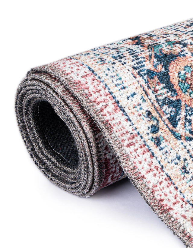 Washable Navy Blue 2' 7 x 10' Yara Runner Area Rug Easy to Clean Stain Resistant & Durable Polyester & Chenille Carpet for Sale at Rug Engine