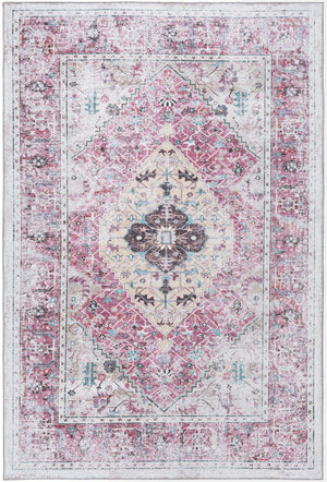Washable Light Coral Pink 6' x 9' Yara Rectangle Area Rug Easy to Clean Stain Resistant & Durable Polyester & Chenille Carpet for Sale at Rug Engine