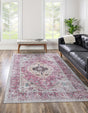 Washable Light Coral Pink 5' x 8' Yara Rectangle Area Rug Easy to Clean Stain Resistant & Durable Polyester & Chenille Carpet for Sale at Rug Engine