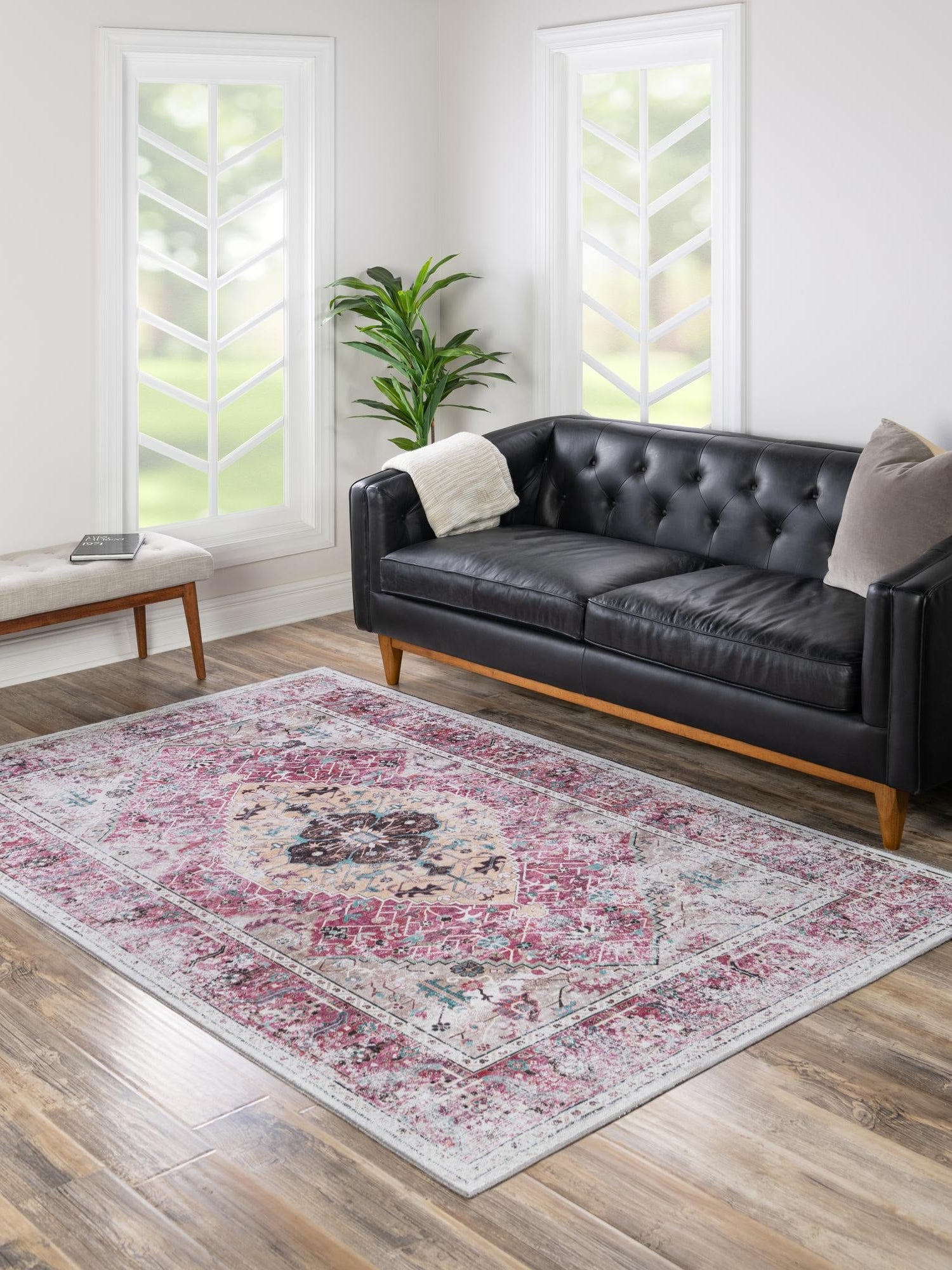 Washable Light Coral Pink 6' x 9' Yara Rectangle Area Rug Easy to Clean Stain Resistant & Durable Polyester & Chenille Carpet for Sale at Rug Engine