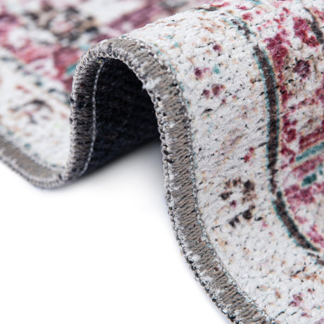 Washable Light Coral Pink 4' x 6' Yara Rectangle Area Rug Easy to Clean Stain Resistant & Durable Polyester & Chenille Carpet for Sale at Rug Engine