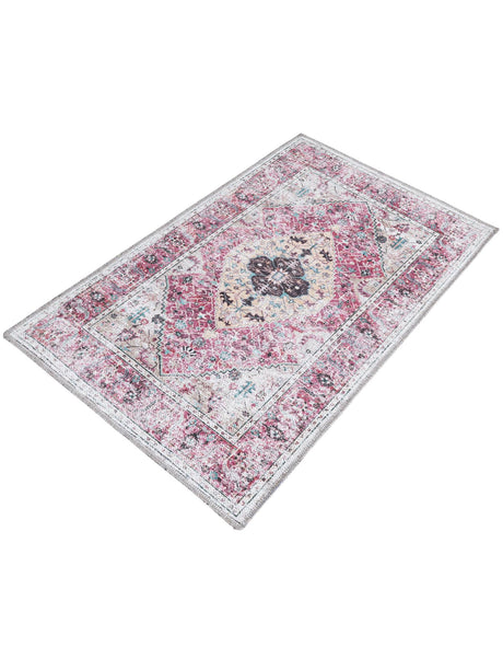 Washable Light Coral Pink 2' x 3' Yara Rectangle Area Rug Easy to Clean Stain Resistant & Durable Polyester & Chenille Carpet for Sale at Rug Engine