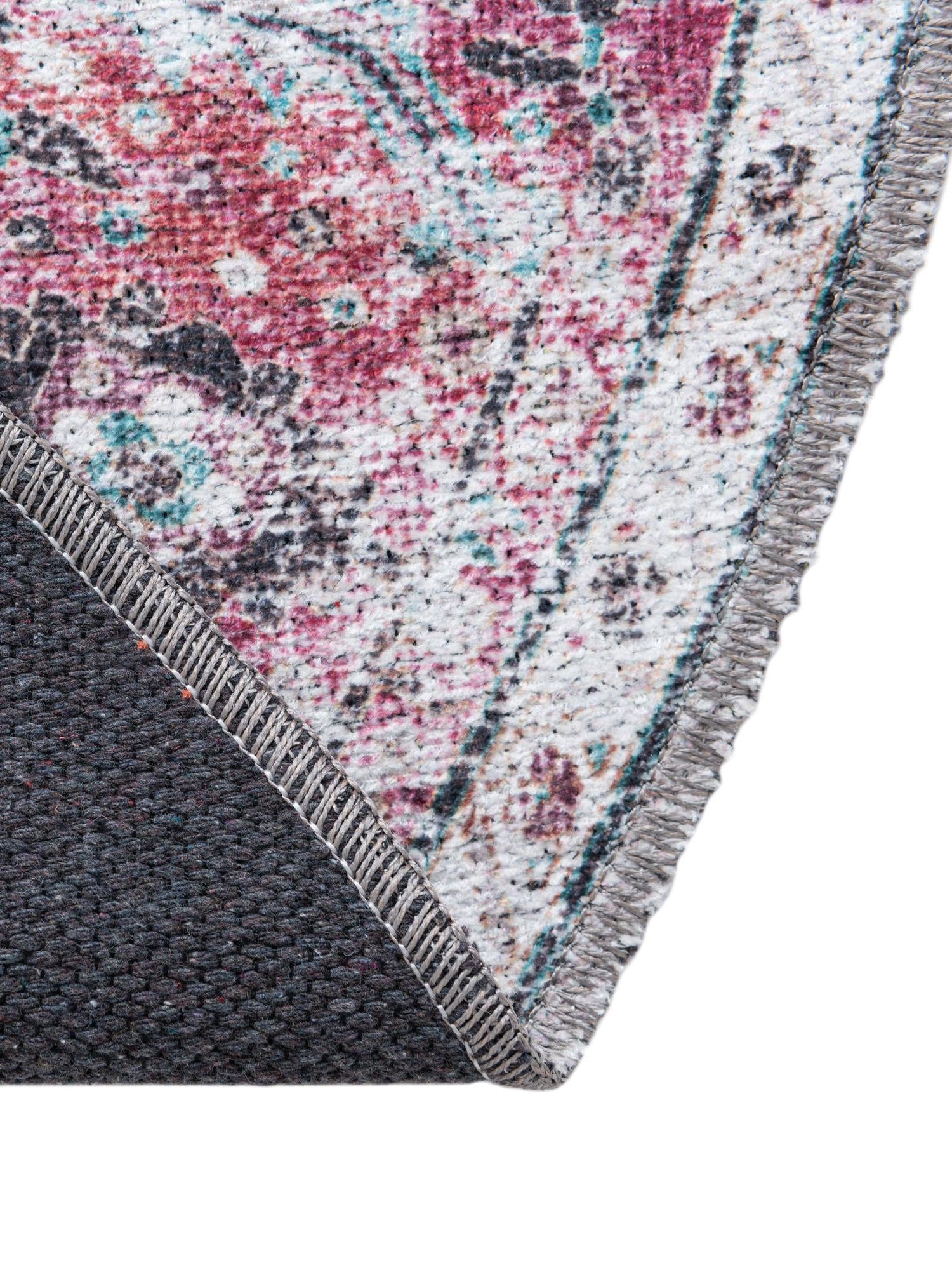 Washable Light Coral Pink 4' x 4' Yara Round Area Rug Easy to Clean Stain Resistant & Durable Polyester & Chenille Carpet for Sale at Rug Engine