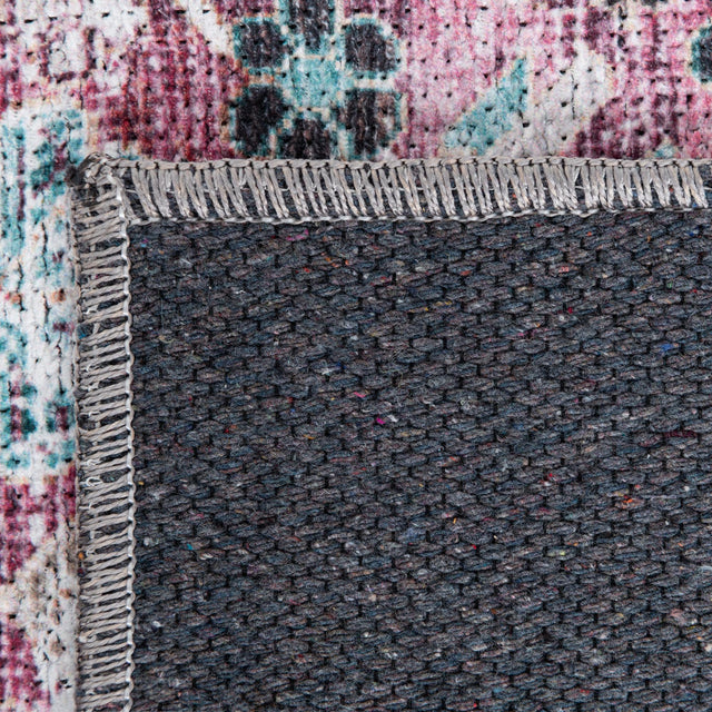 Washable Light Coral Pink 5' x 5' Yara Octagon Area Rug Easy to Clean Stain Resistant & Durable Polyester & Chenille Carpet for Sale at Rug Engine