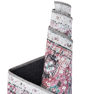 Washable Light Coral Pink 5' x 5' Yara Octagon Area Rug Easy to Clean Stain Resistant & Durable Polyester & Chenille Carpet for Sale at Rug Engine