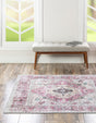 Washable Light Coral Pink 5' x 5' Yara Square Area Rug Easy to Clean Stain Resistant & Durable Polyester & Chenille Carpet for Sale at Rug Engine