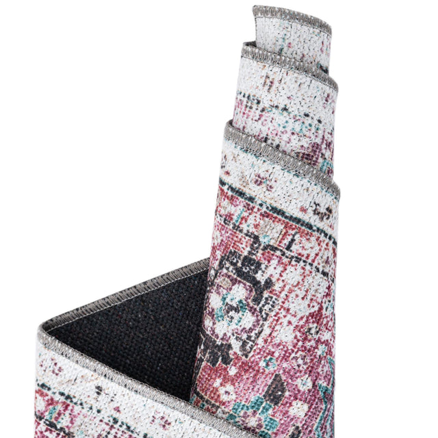 Light Coral Pink 8' x 8' Yara Washable Square Rug