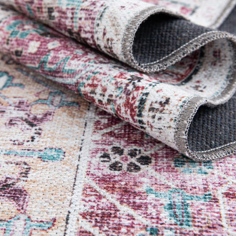 Light Coral Pink 8' x 8' Yara Washable Square Rug
