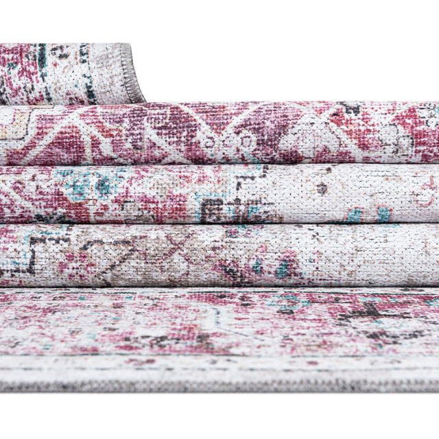 Light Coral Pink 8' x 8' Yara Washable Square Rug