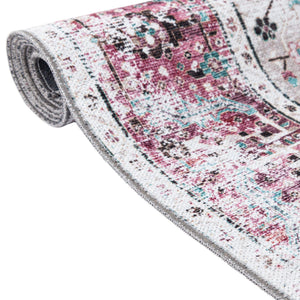 Washable Light Coral Pink 2' x 6' Yara Runner Area Rug Easy to Clean Stain Resistant & Durable Polyester & Chenille Carpet for Sale at Rug Engine