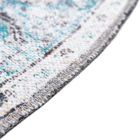 Washable Seaglass 6' x 6' Yara Round Area Rug Easy to Clean Stain Resistant & Durable Polyester & Chenille Carpet for Sale at Rug Engine