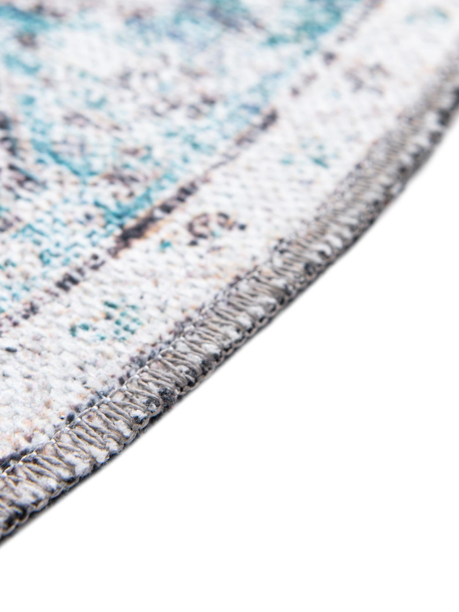 Washable Seaglass 4' x 4' Yara Round Area Rug Easy to Clean Stain Resistant & Durable Polyester & Chenille Carpet for Sale at Rug Engine