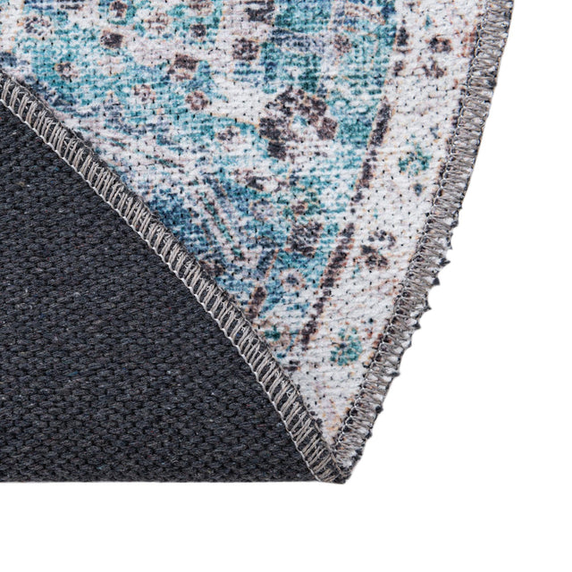 Washable Seaglass 7' 10 x 7' 10 Yara Round Area Rug Easy to Clean Stain Resistant & Durable Polyester & Chenille Carpet for Sale at Rug Engine
