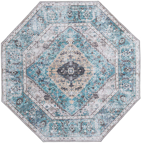 Seaglass 5' x 5' Yara Washable Octagon Rug