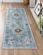 Washable Seaglass 2' 7 x 10' Yara Runner Area Rug Easy to Clean Stain Resistant & Durable Polyester & Chenille Carpet for Sale at Rug Engine