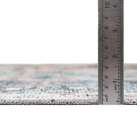 Washable Seaglass 2' x 5' Yara Runner Area Rug Easy to Clean Stain Resistant & Durable Polyester & Chenille Carpet for Sale at Rug Engine