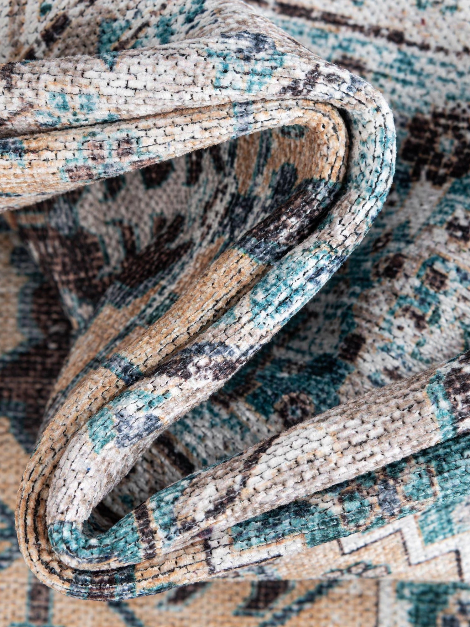 Washable Seaglass 2' x 8' Yara Runner Area Rug Easy to Clean Stain Resistant & Durable Polyester & Chenille Carpet for Sale at Rug Engine