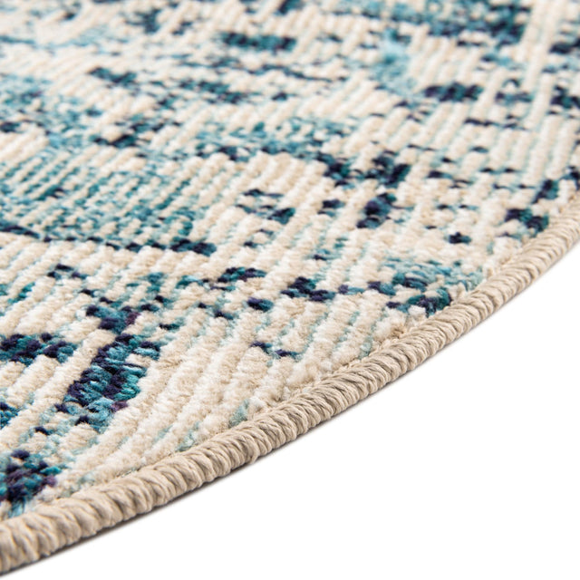 Multicolor 4' x 4' Charm Round Area Rug 100% Polypropylene With Jute Backing Traditional Vintage Distressed Look Carpet for Living Rooms Dining Office Space for Sale at Rug Engine