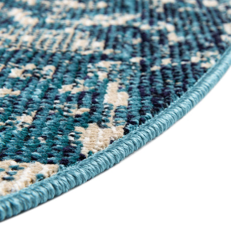 Blue 4' x 4' Charm Round Area Rug 100% Polypropylene With Jute Backing Traditional Vintage Distressed Look Carpet for Living Rooms Dining Office Space for Sale at Rug Engine