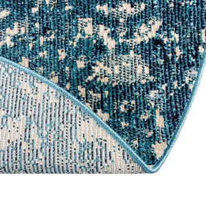 Blue 4' x 4' Charm Round Area Rug 100% Polypropylene With Jute Backing Traditional Vintage Distressed Look Carpet for Living Rooms Dining Office Space for Sale at Rug Engine