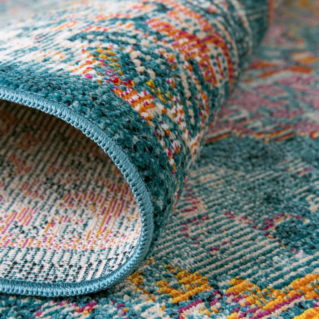 Blue 4' x 4' Charm Round Area Rug 100% Polypropylene With Jute Backing Traditional Vintage Distressed Look Carpet for Living Rooms Dining Office Space for Sale at Rug Engine