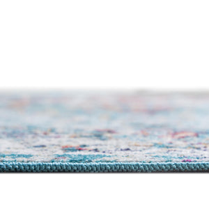 Blue 4' x 4' Charm Round Area Rug 100% Polypropylene With Jute Backing Traditional Vintage Distressed Look Carpet for Living Rooms Dining Office Space for Sale at Rug Engine