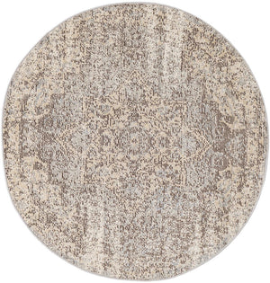 Multicolor 4' x 4' Charm Round Area Rug 100% Polypropylene With Jute Backing Traditional Vintage Distressed Look Carpet for Living Rooms Dining Office Space for Sale at Rug Engine