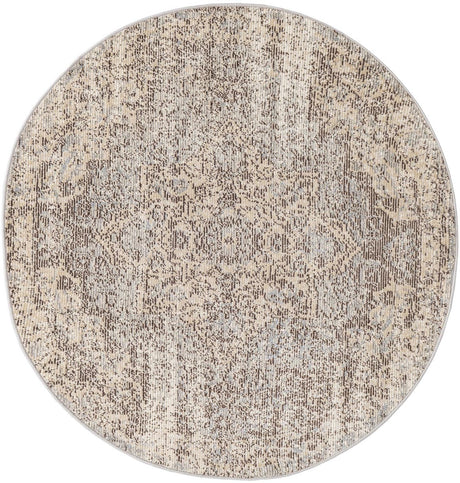 Multicolor 4' x 4' Charm Round Area Rug 100% Polypropylene With Jute Backing Traditional Vintage Distressed Look Carpet for Living Rooms Dining Office Space for Sale at Rug Engine
