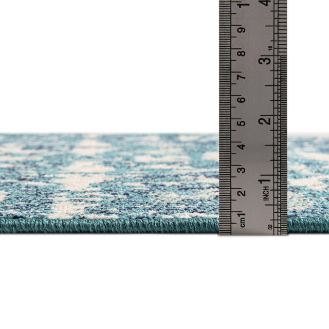 Blue 2' x 6' Charm Runner Area Rug 100% Polypropylene With Jute Backing Traditional Vintage Distressed Look Carpet for Living Rooms Dining Office Space for Sale at Rug Engine