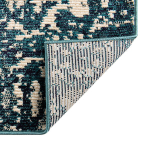 Blue 2' x 6' Charm Runner Area Rug 100% Polypropylene With Jute Backing Traditional Vintage Distressed Look Carpet for Living Rooms Dining Office Space for Sale at Rug Engine